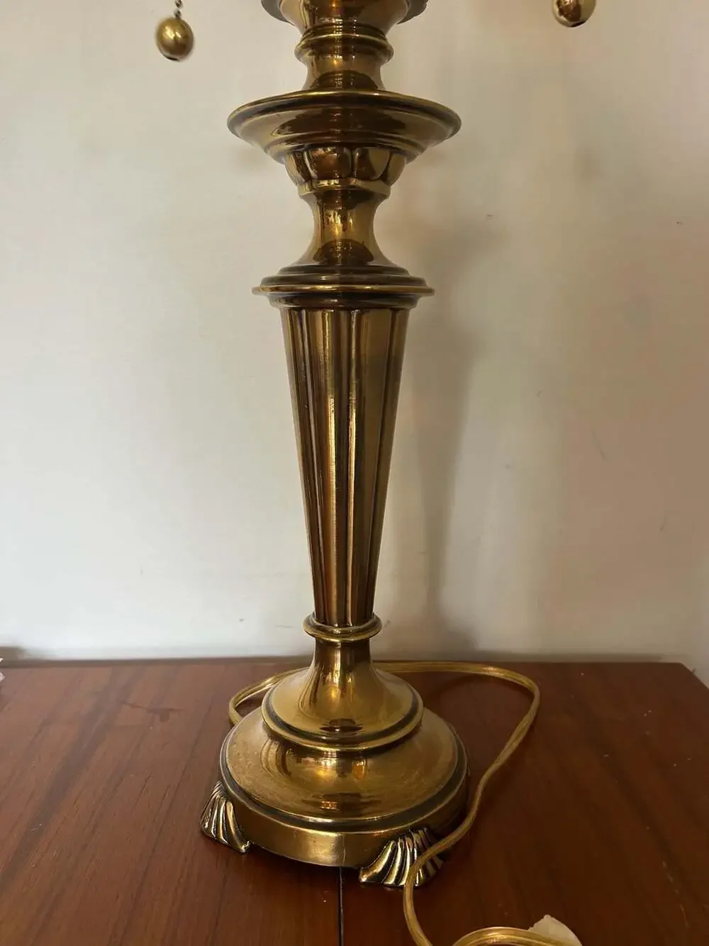 Vintage Stiffel Style Solid Brass Two-Bulb Table Lamp with Pull Chains